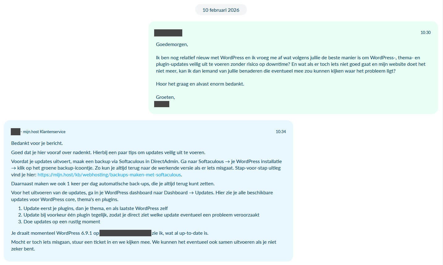 mijn.host support vraag