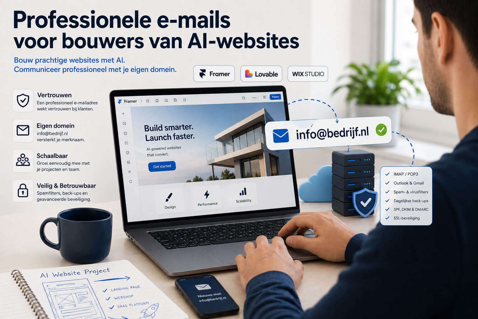 Professionele e-mails voor bouwers van AI-websites